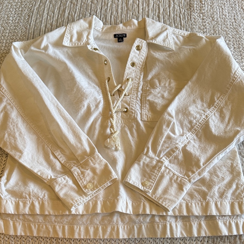 J. Crew Cream Rope-Lace Popover Top